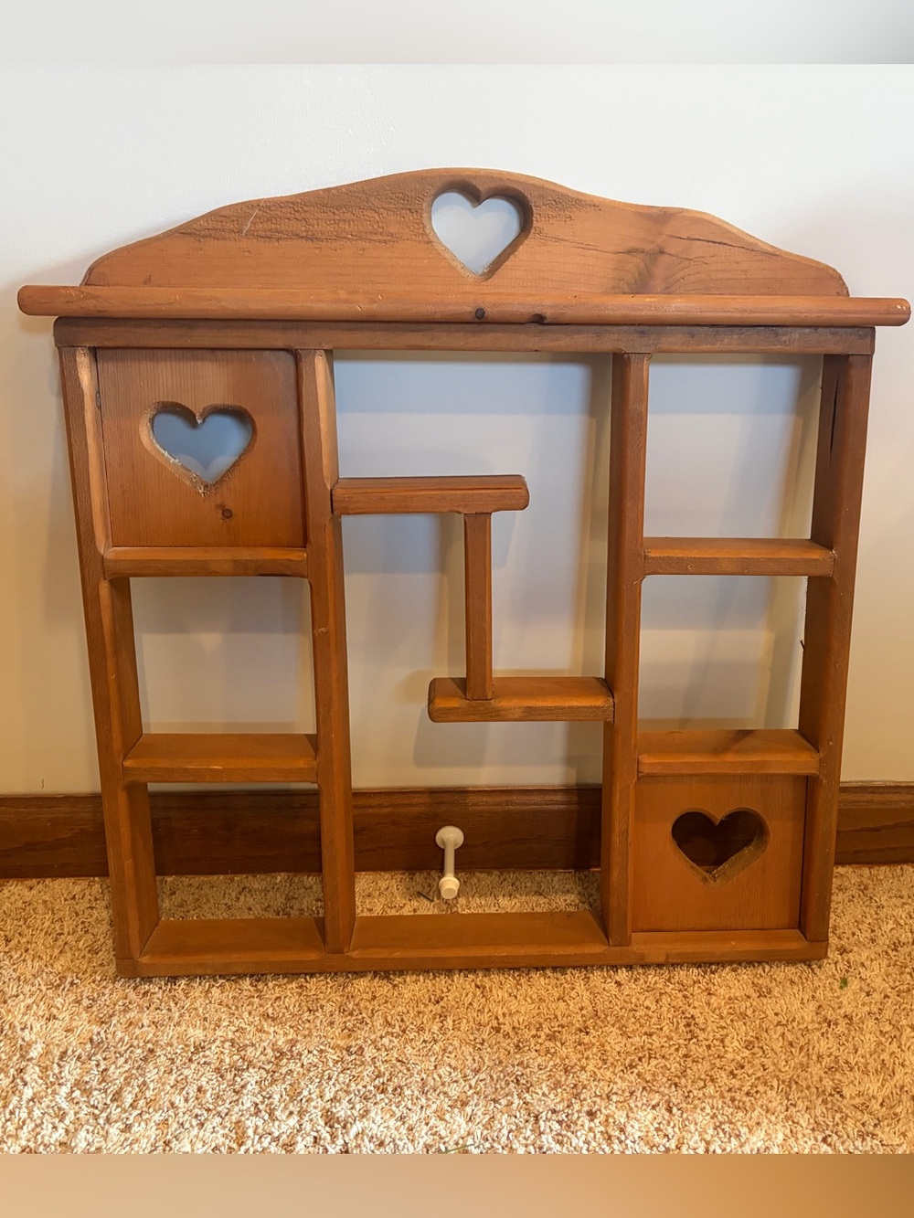 Vintage Wooden Heart Display Shelf